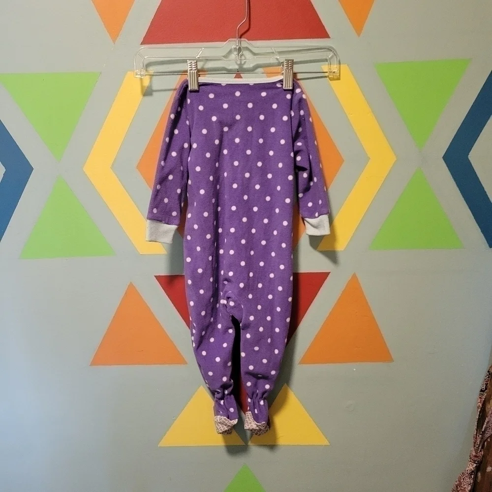 Set Of 2 Carter's Girl's Footie Pajamas Side Foot Zip-Up Size 12 Months